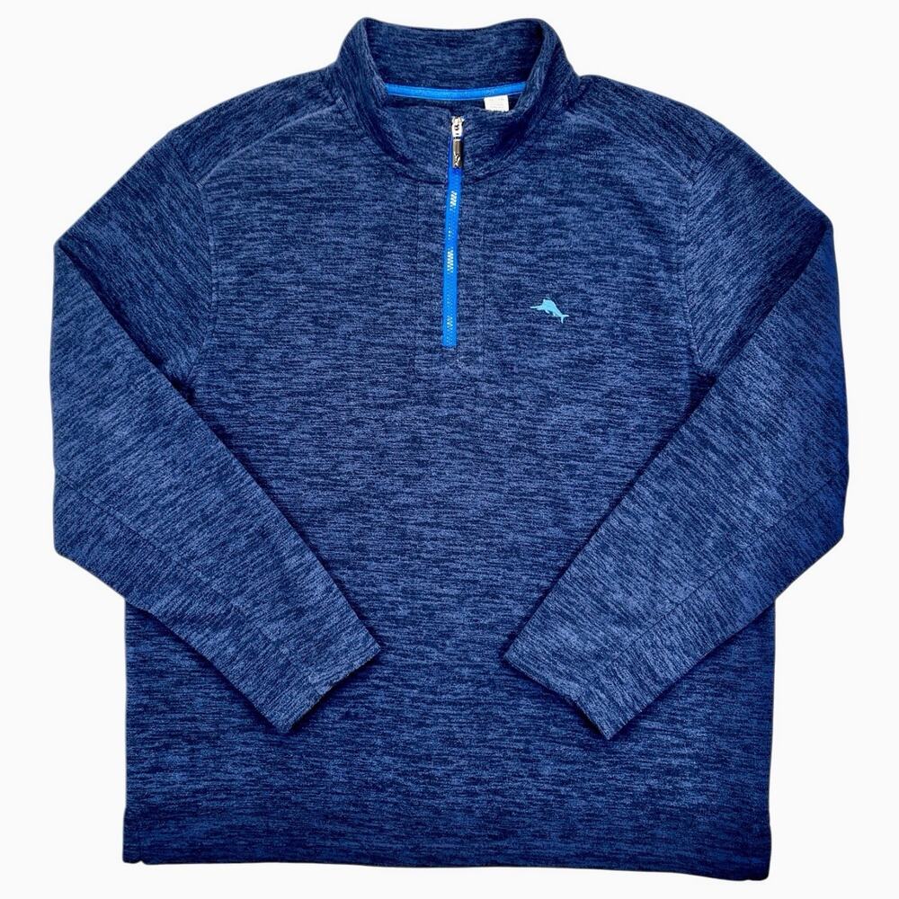 Tommy Bahama Men’s Fleece Quarter Zip Navy Blue Pullover Size XL